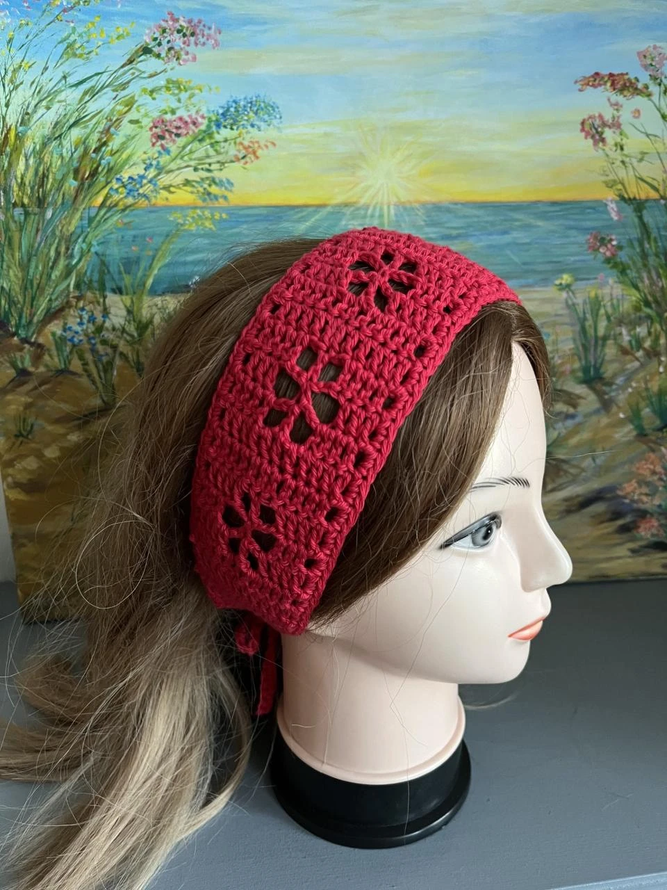 Bandeau Serre tête Headband Stirnband Hoofdband Venda Coton Rouge Taille unique
